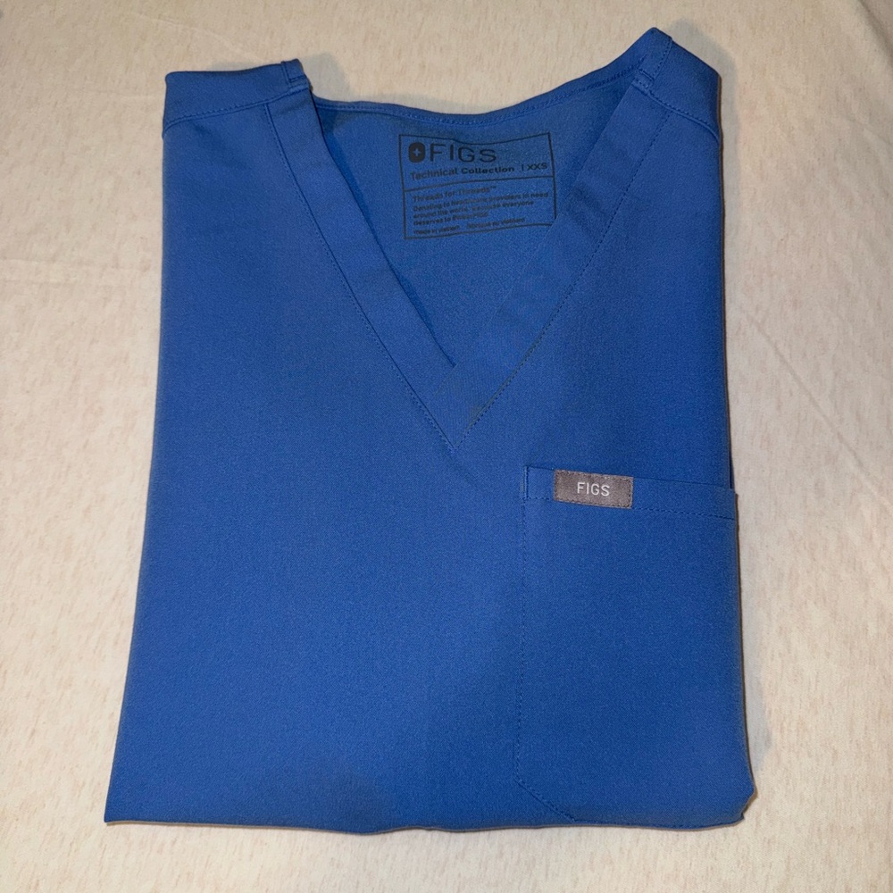 Figs Blue Scrub Top